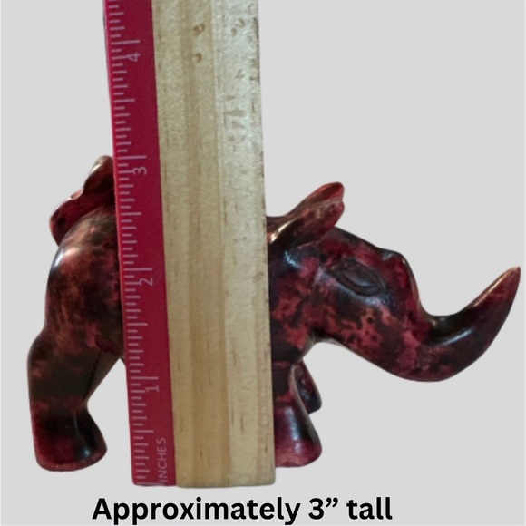 Rhino Hand Carved Wooden in Hues of Red and Black Small Shelf or Table Decor - Picture 10 of 16
